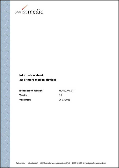 Information sheet 3D printers medical devices